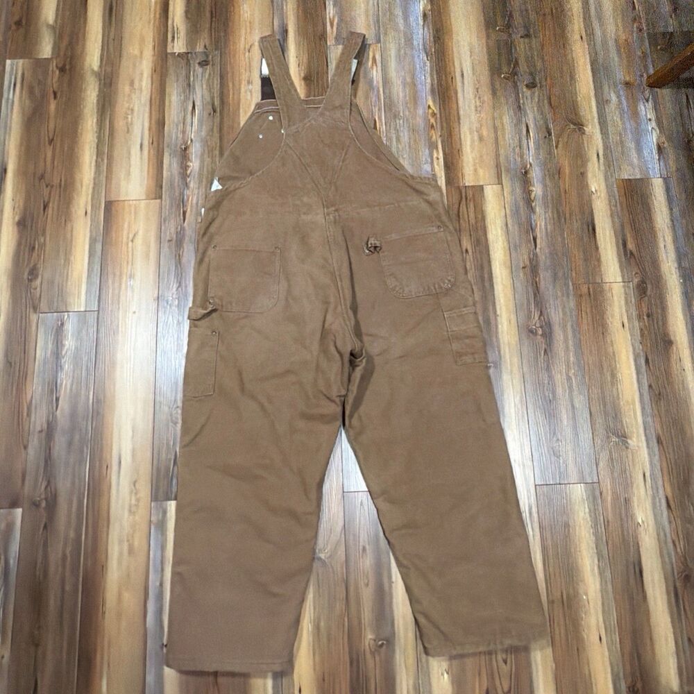 Vintage Carhartt Bib Overalls Mens 50x30 Brown Duck Insulated USA Union Made